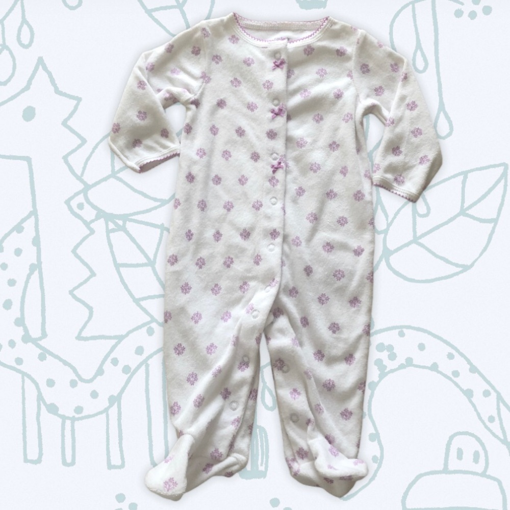 Carter’s Terry bodysuit white w/violet flowers 6M